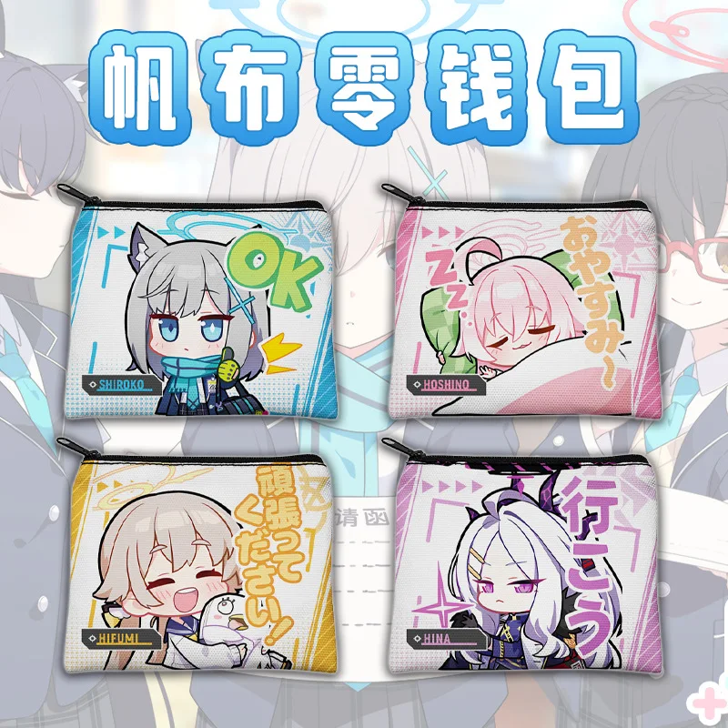 arquivo azul bolsa de moedas carteira de moda bonito arona aris aru shiroko midori hifumi hina hoshino perifericos de jogos 01