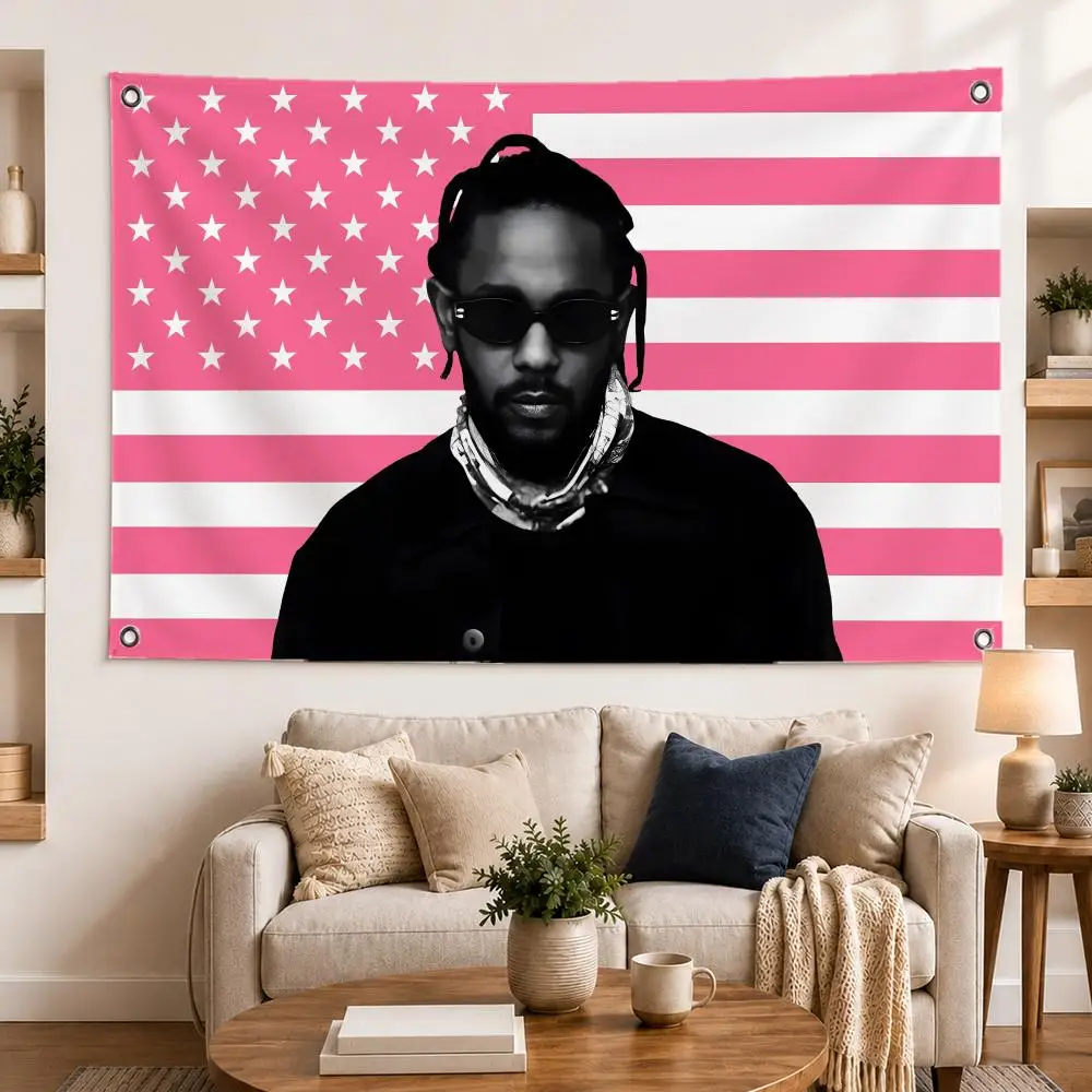rapper singer K-Kendrick Lamar Flags Horizontal High Density Knitted Fabric European Simple For Durable Outdoor Indoor Use