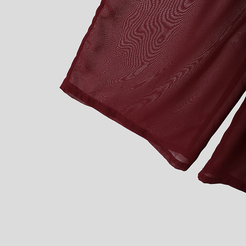 INCERUN Men Pants Mesh Patchwork Wide Leg Trousers For Man Streetwear Loose See Through 2026 Fashion Irregular Pants Pantalones