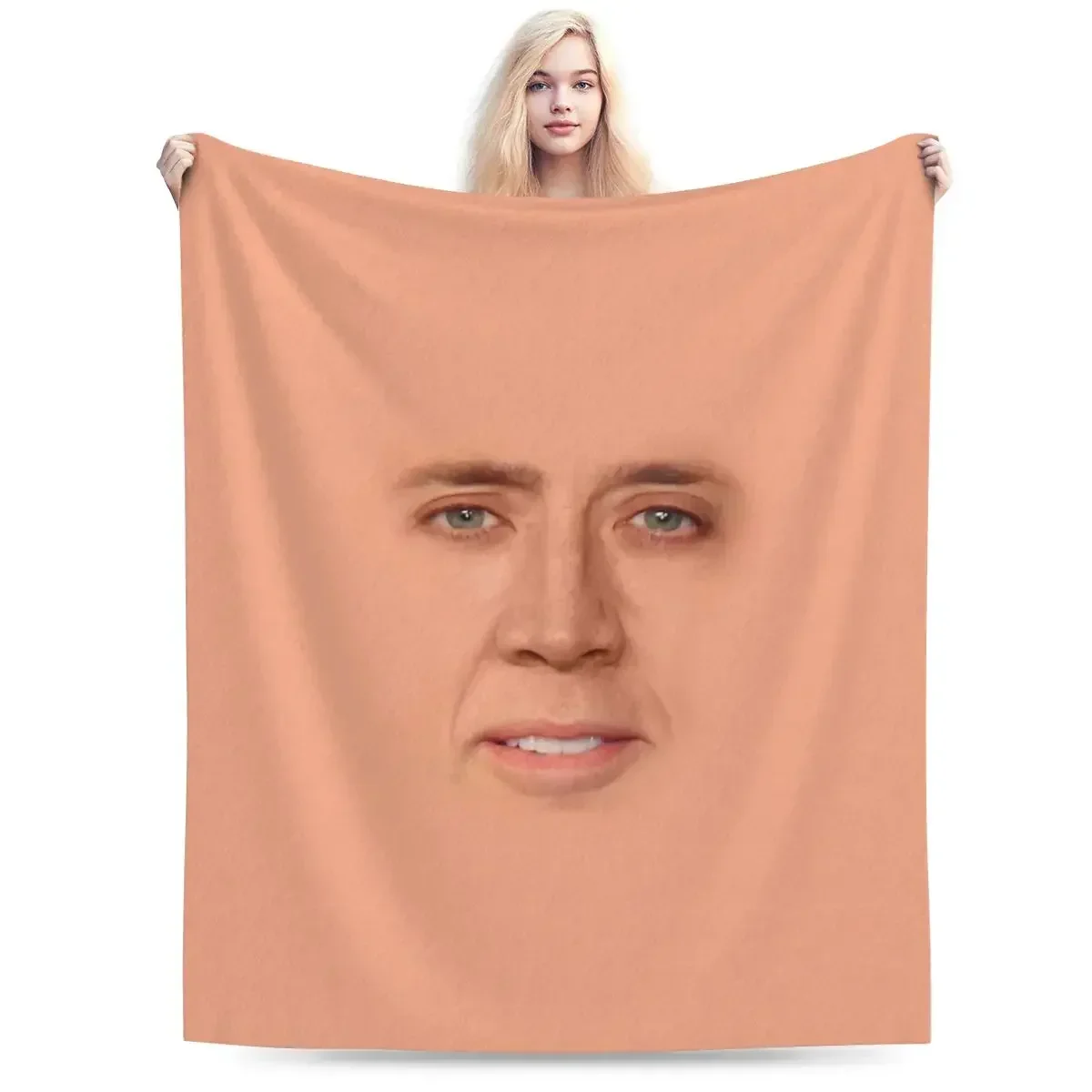 Nicolas Cage - Cobertor facial de flanela macia e quente, roupa de cama para cama, sala de estar, piquenique, viagem, sofá para casa