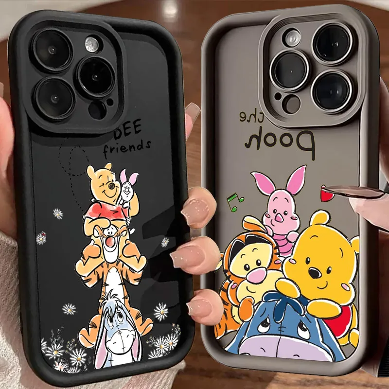 

Lovely Winnie The Pooh Phone Case For iPhone 17E 11 12 13 14 15 16 17 Pro Max Fundas 17 Air Plus 16e 13 Mini Silicone Back Cover