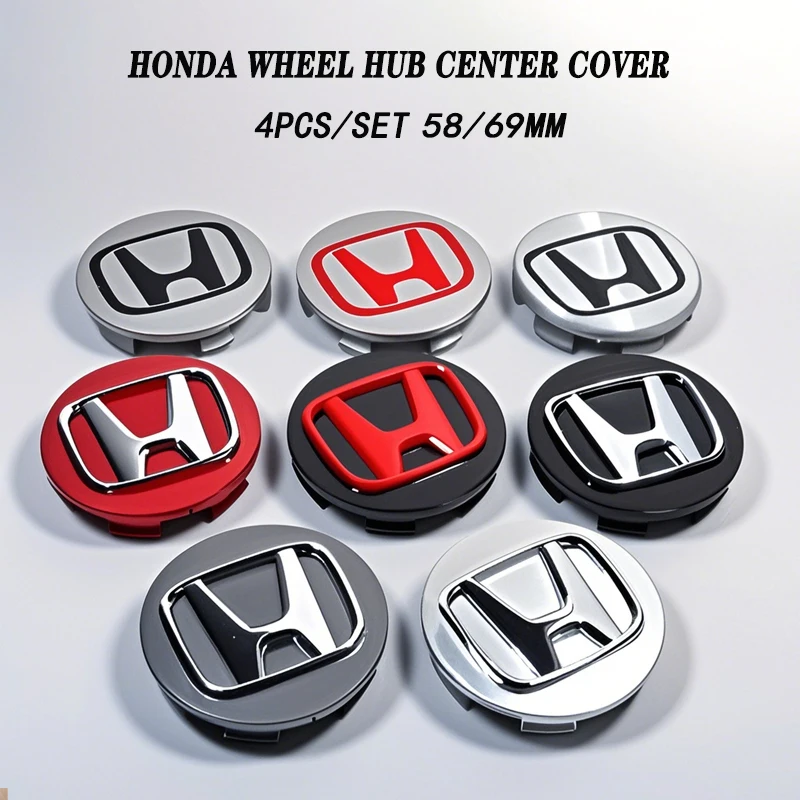 Cubierta de cubo de coche de 58/69mm, tapas centrales de llanta, accesorios para Honda Civic Fit Jazz Accord Pilot CRV Odyssey Passport City Shuttle HRV