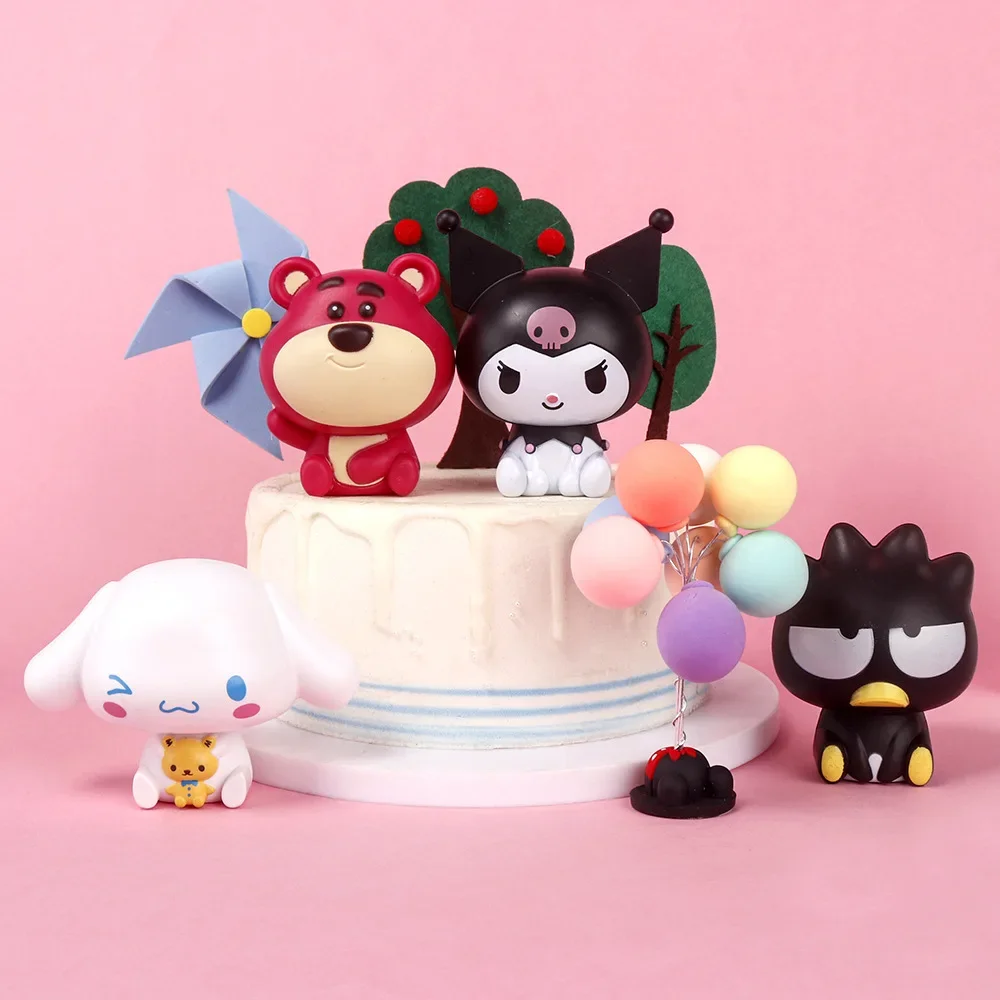 Hot Kawaii Sanrio Anime Figure Cinnamoroll Kuromi Doll Strawberry Bear Action Figures DIY Cake Decorate Toys Gifts For Children