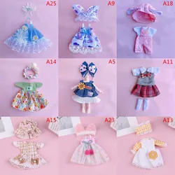Doll Clothes Set For 16-17cm Ob11 Doll Fashion Suit 1/8 Bjd Doll Dressup Skirt 6 Inch Doll Clothes Uniform Dress Up Toy Gift