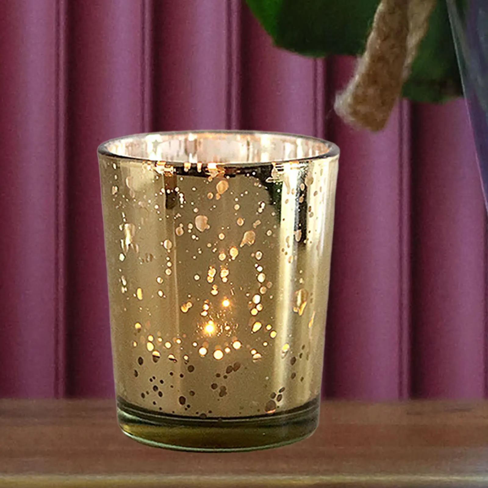 Tea Light Holder Speckled Gold Candle Holder for Birthday Party Bedroom Home