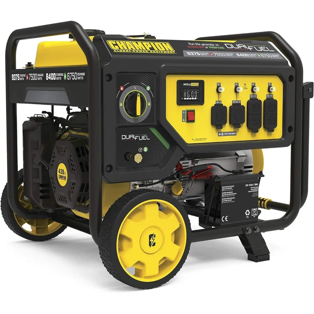 100891 9375/7500-Watt Dual Fuel Portable Generator, Electric Start