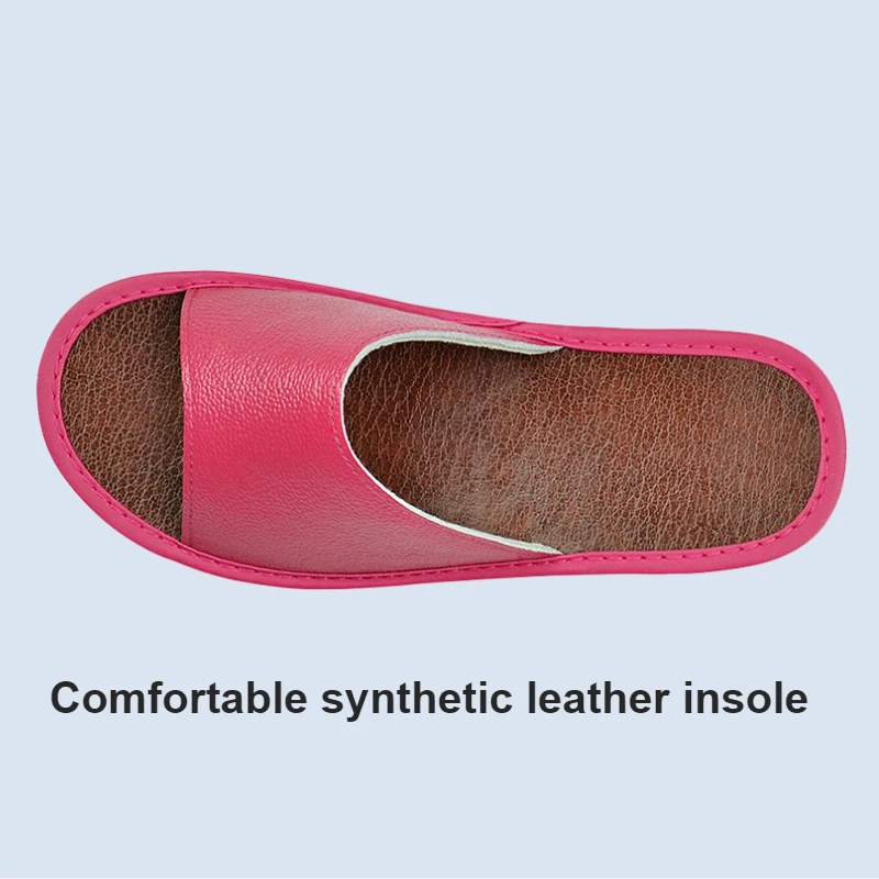 Genuine Cow Leather Slippers Homes in indoor slipper summer men women elderly non-slip cool sandals casual single Slides shoes