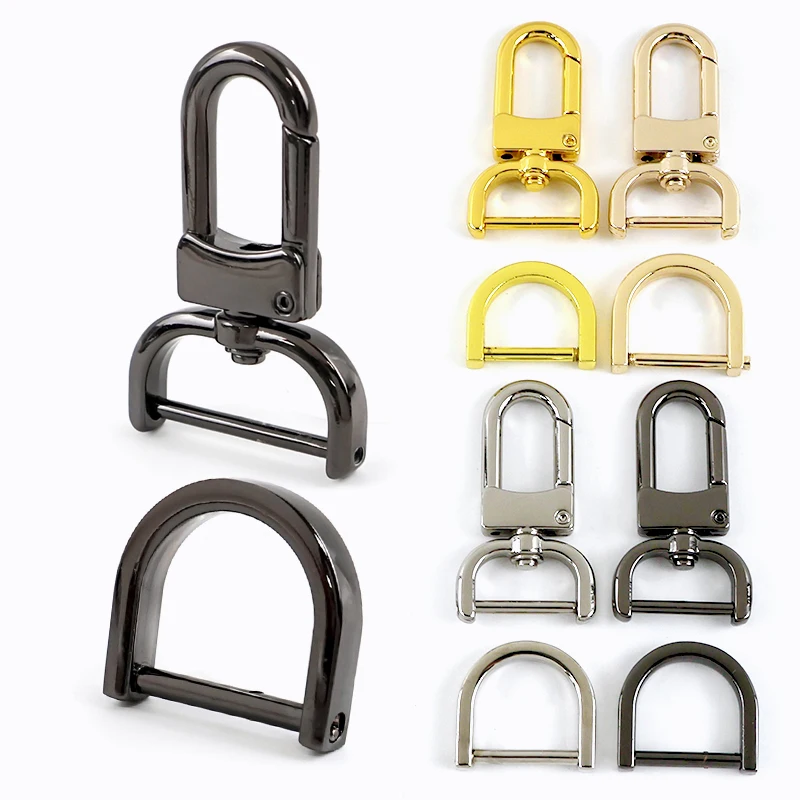 

2/5Set 13/16/20/25mm Metal Buckle for Webbing Strap Detachable Screw D Ring Lobster Clasp Bag Hanger Carabiner Loop Crochet Hook