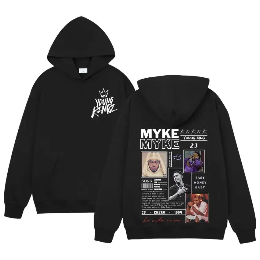 

Pop Rapper Myke Towers Graphic Hoodie Men Women Fashion Punk Young Clothing Hip Hop Oversized Sweatshirt Unisex Tracksuit Street