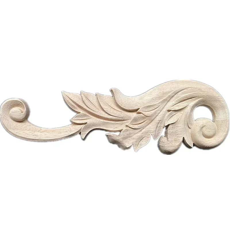 30cm Unique European Unpainted Wood Carved Frame Onlay Applique Corner Decoration of Furniture Doors Wood Furniture Decoration
