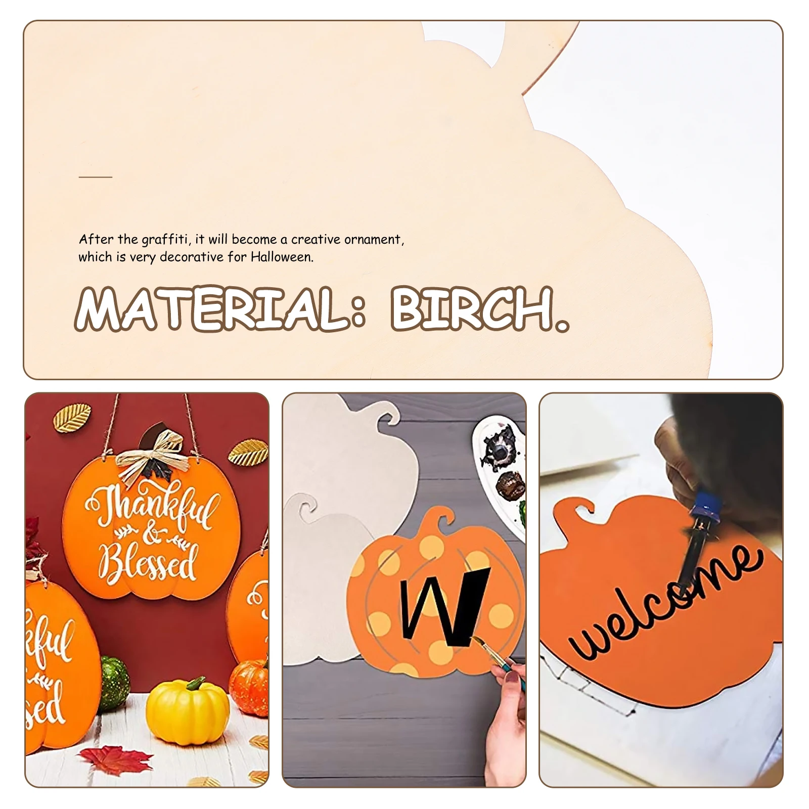 

4 pcs Blank Pumpkin Shaped Wooden Boards Unique Craftworks Halloween DIY Accessories Fall Decorations Sturdy Materials Kids Toys