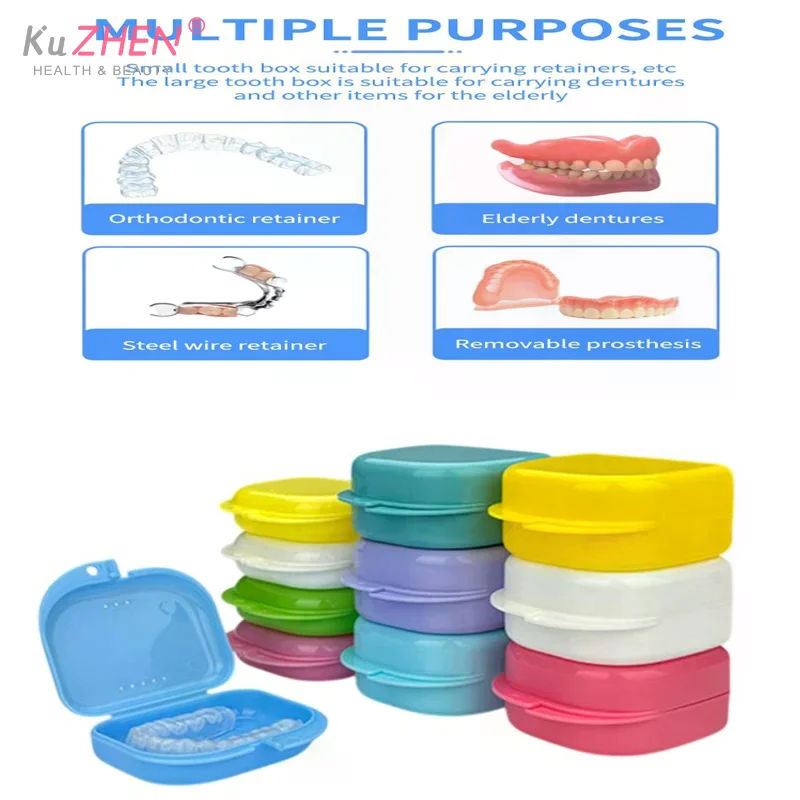 1Pcs Emty Colorful Dental Retainer Box  Braces Retainer Case Denture Tray Box Vent Holes Mouth Guard Aligner Braces Denture Box