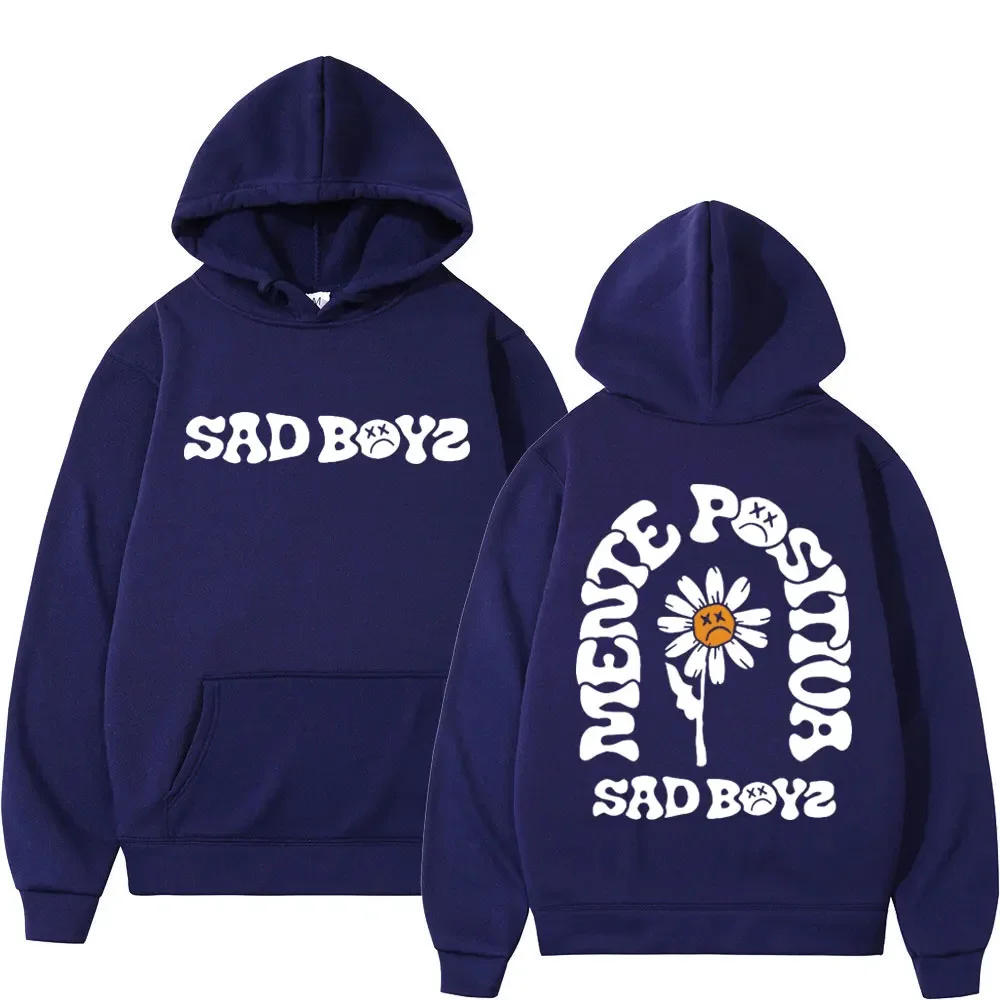 Singer Junior H Sad Boys Positive Mind Funny Print Hooded Men Women Y2k Hoodies Oversized Sweatshirt Hip Hop Unisex Streetwear