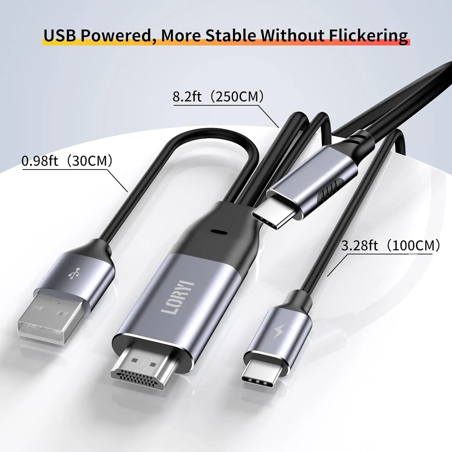 HDMI To USB C Cable 8.2ft Support Touch 4K@60Hz HDMI To Type C Converter Cord(Male to Male) For Monitor  Xreal Air PS5 Xbox