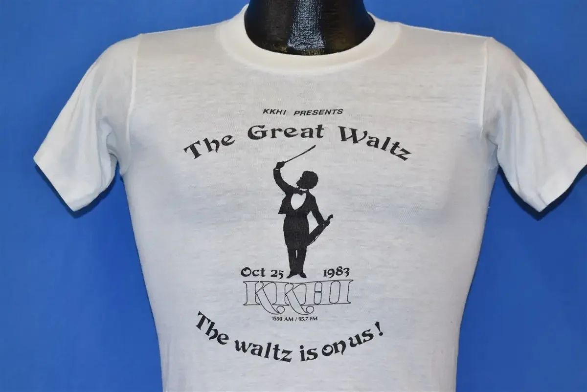 80s KKHI The Great Waltz October 1983 is on Us T Shirt Extra Small