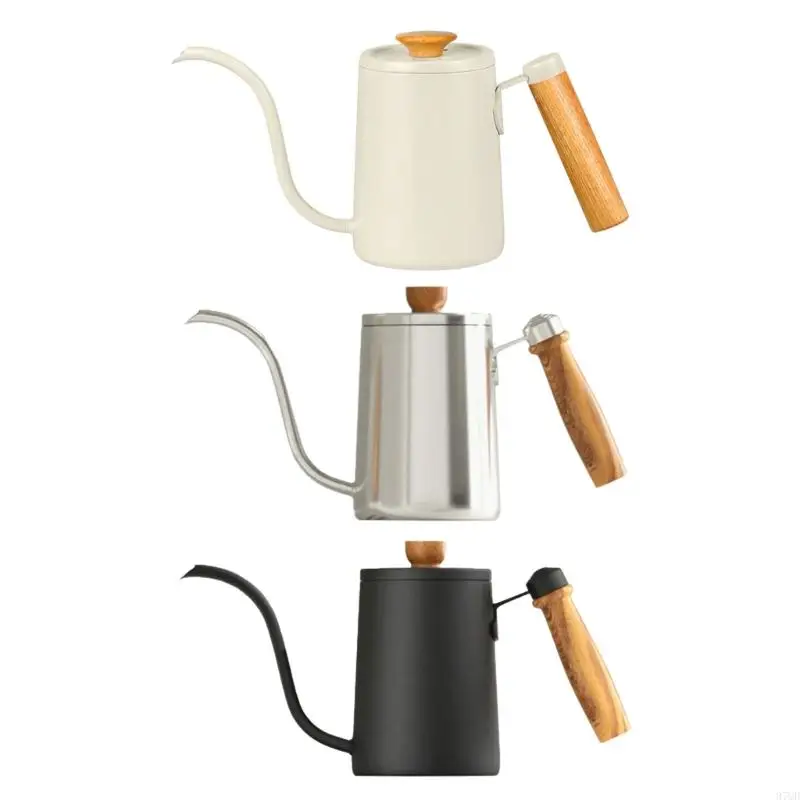 

Чайник для кофе из нержавеющей стали 97QD, 600 мл, для кемпинга и кухни, с деревянной ручкой, контейнер для заваривания кофе