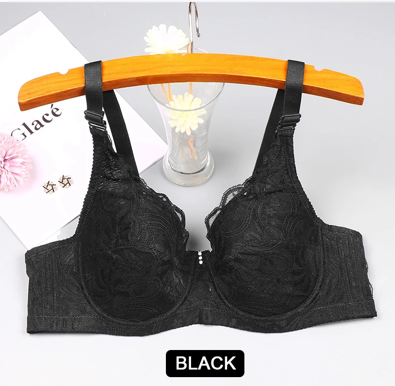 Fashion Plus Size Lace Bra Sexy Bralette Lingerie Adjustable Bra Push Up Under-Wire Brassiere Ultrathin Female Bras Asian Size