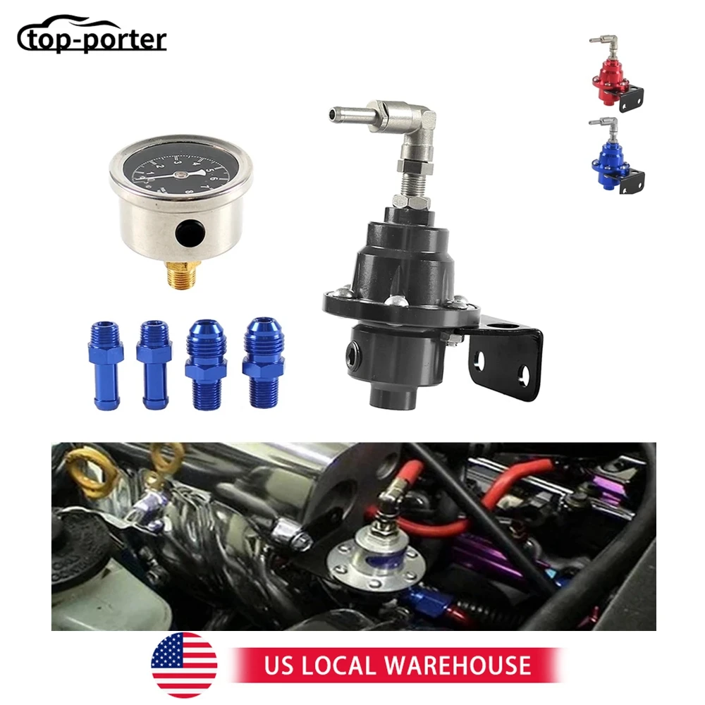 

Adjustable Fuel Pressure Regulator with Gauge Kit Vehicle Refitting Fuel Supercharger Regulating Valve Aluminum FPR-1002