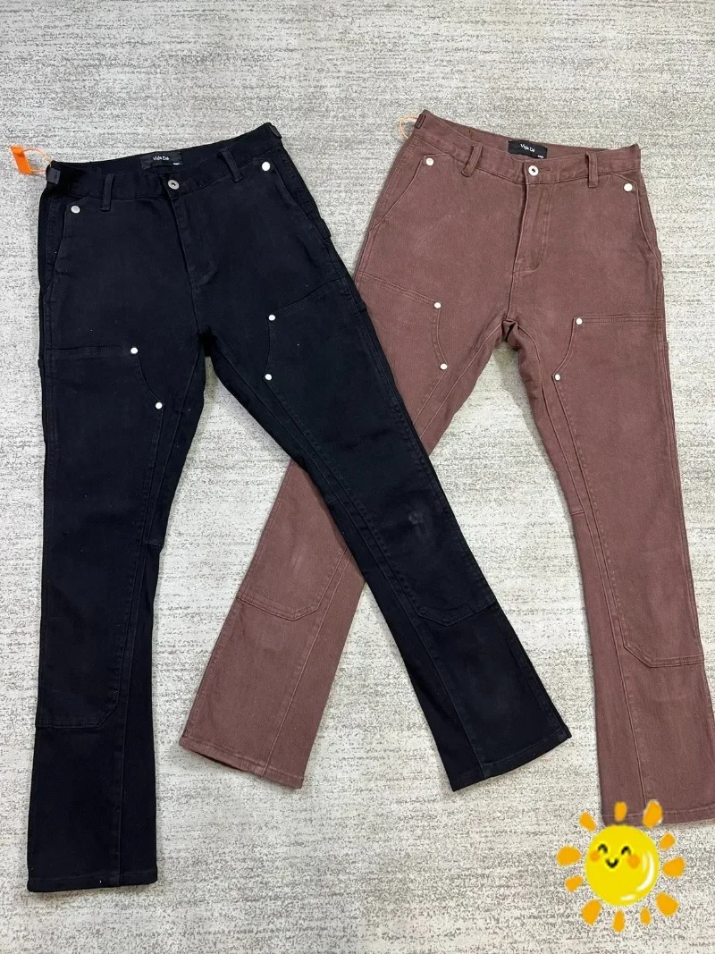 Top Level 24SS Multi Pocket Micro Elastic Horn Zipper Denim Work Pant Denim Jeans Jogger Men Women Loose Clothing Cargo Overalls