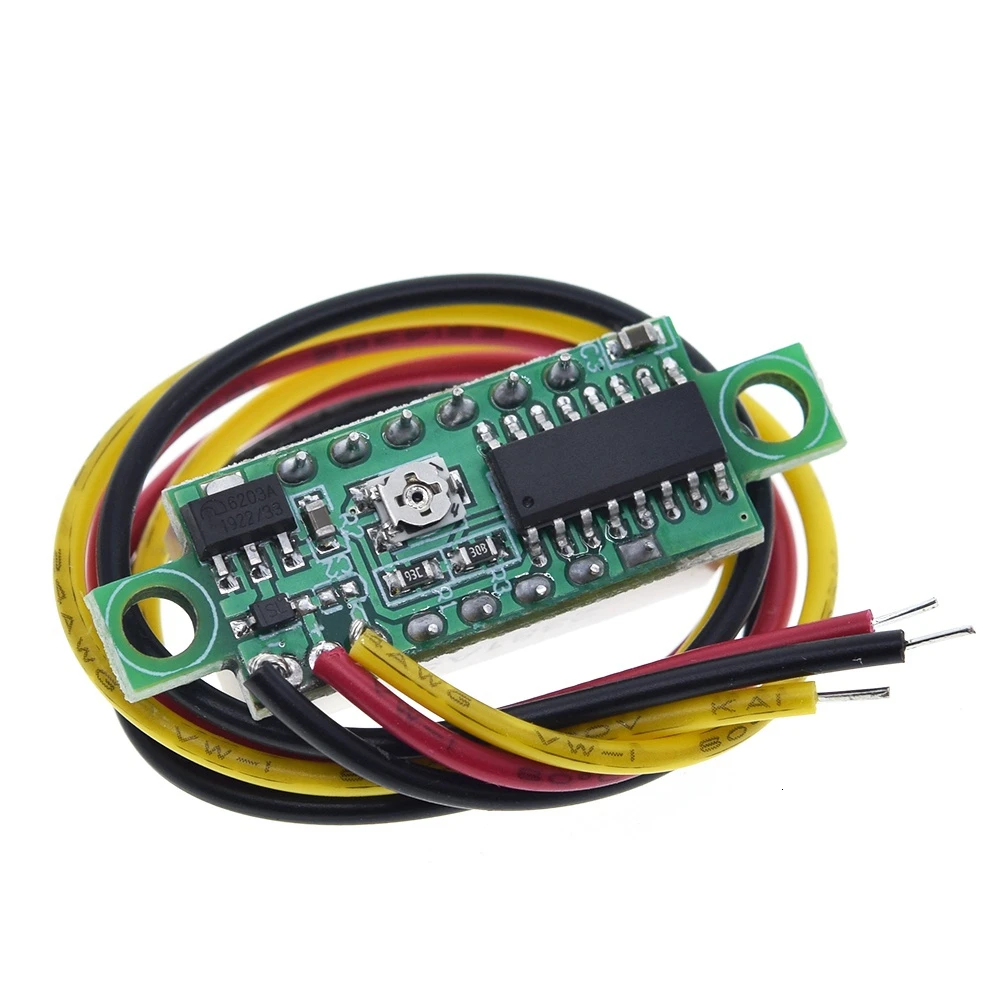 Tzt 0.28 Inch 2 Draden 3 Draden 2.5V-40V Mini Digitale Spanning Tester Module Rood/Blauw/Geel/Groen Led