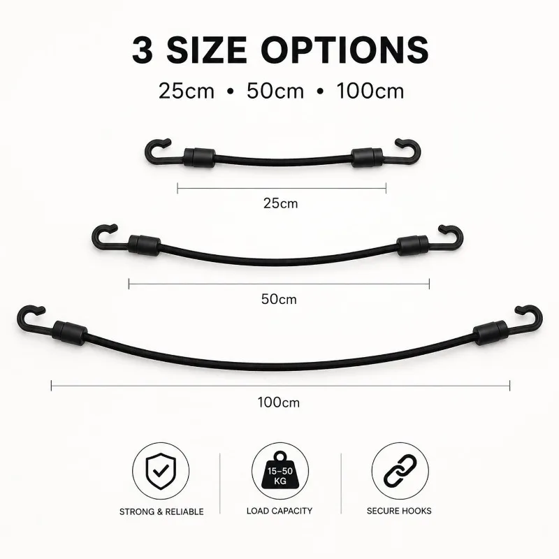 Hochbelastbares Bungee-Spannseil mit Kunststoffhaken, dehnbare Bungee-Seile für Outdoor-Camping – Detail 10