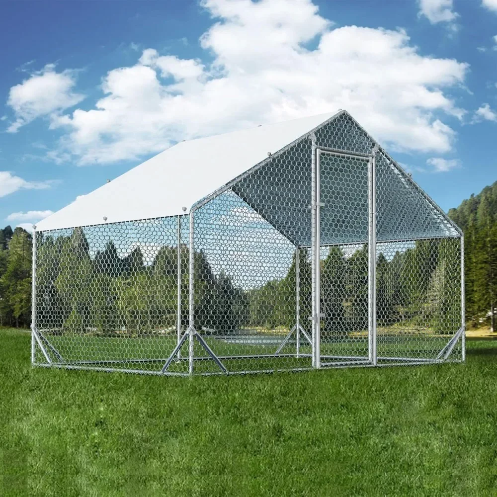 

Большой металлический курятник с выгулом, вольер для птицы, домик-вольер для кур, курятник с конической крышей и защитой от ультрафиолета