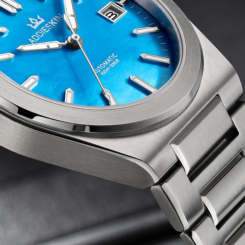 AddiesKin K008 Mother of Pearl Dial Men Luxury Automatic Watch Iridescent Miyota 9015 Sapphire Crystal BGW9 Luminous Mechanical