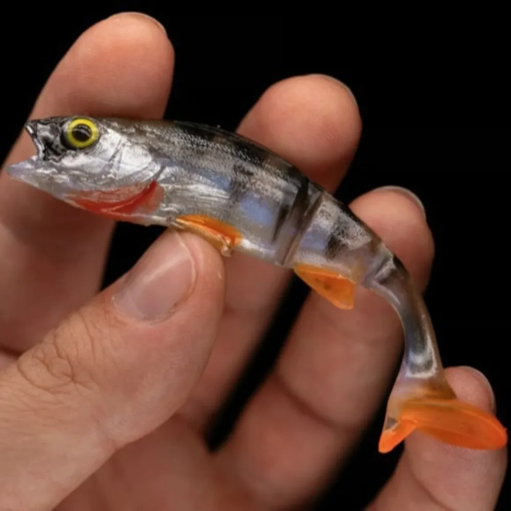 Colorful 8cm Soft Fishing Lures 3D Eyes T Tail Artificial Swimbait Artificial Fish Silicone Simulated Fake Bait Sea Fishing