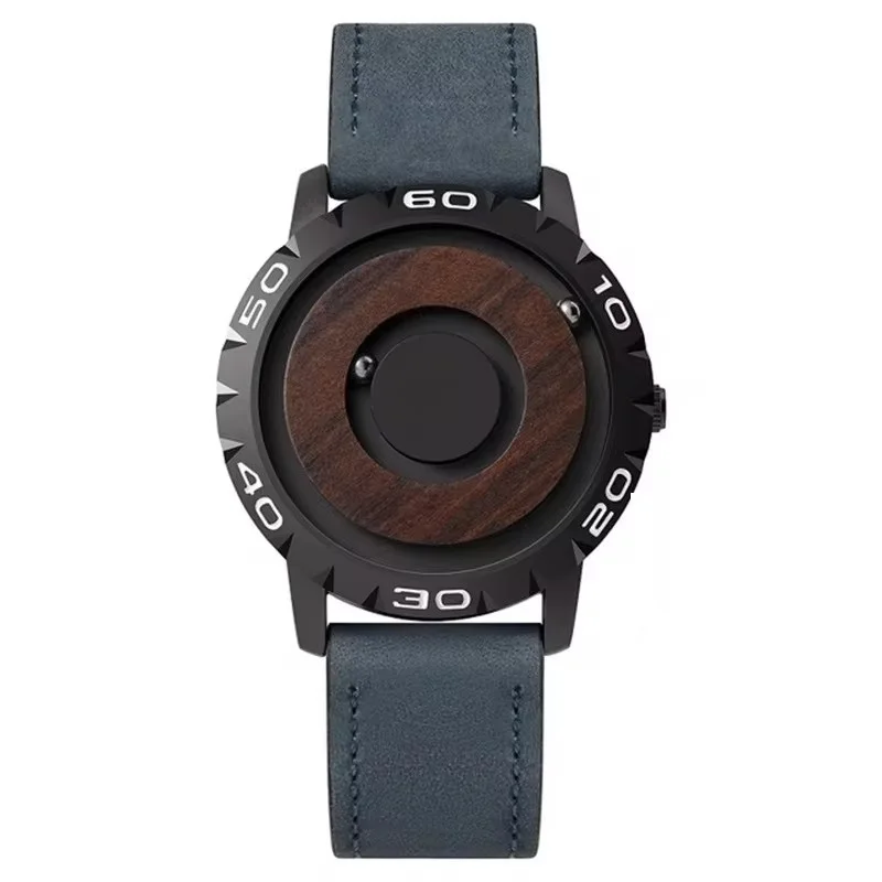 Reloj magnético de madera para hombre, cronógrafo de pulsera de cuarzo, sencillo, informal, a la moda, resistente al agua