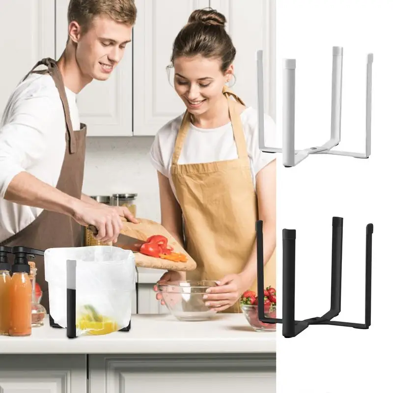 Cup Drying Rack Folding Garbage Bag Holder with Non-Slip Bottom Metal Kitchen Stand Holder Bottle Dryer Rack for Kitchen