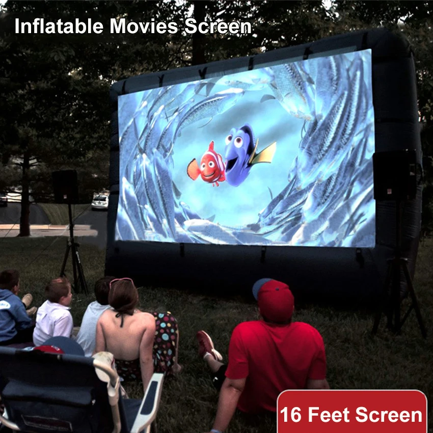 

16ft Outdoor Projector Screen Inflatable Projectio Movie Screen for Home Backyard Party Games Theater Cinema with Fan