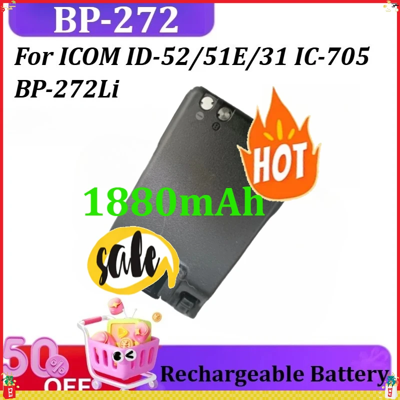 

For ICOM ID-52/51E/31 IC-705 BP-272Li Walkie Talkie Battery Belt Clip Optional BP272 New BP-272 1880mAh Battery