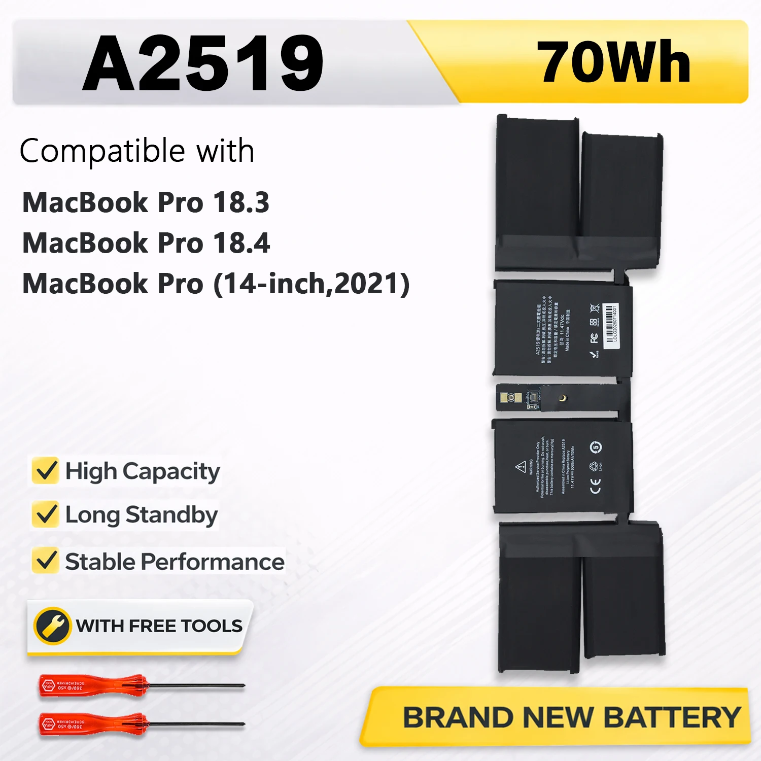 

PowerHub A2519 Laptop Battery Compatible with Apple MacBook Pro 14" Notebook Smart A2442 M1 Retina MKGT3LL/A MKGR3LL 2021 Year