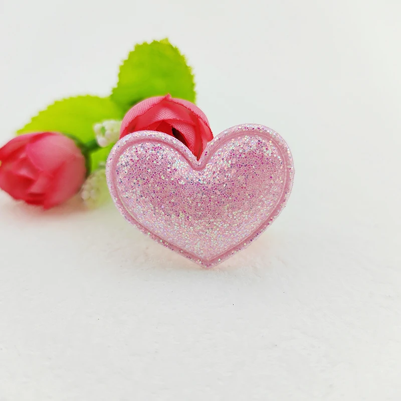 100 Stück 3,5x3 cm Glitzer-Herz-Stoffapplikationen für DIY-Nähprojekte, Kopfbedeckungen, Haarspangen, Schleifen-Dekorationen und Aufnäher für Kleidung und Hüte – Detail 10