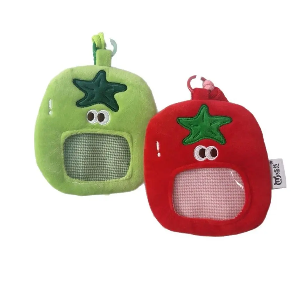 Expressão dos desenhos animados tomate moeda bolsa coreano ídolo titular do cartão saco de fone de ouvido transparente pescoço pendurado saco de pelúcia pequeno item saco