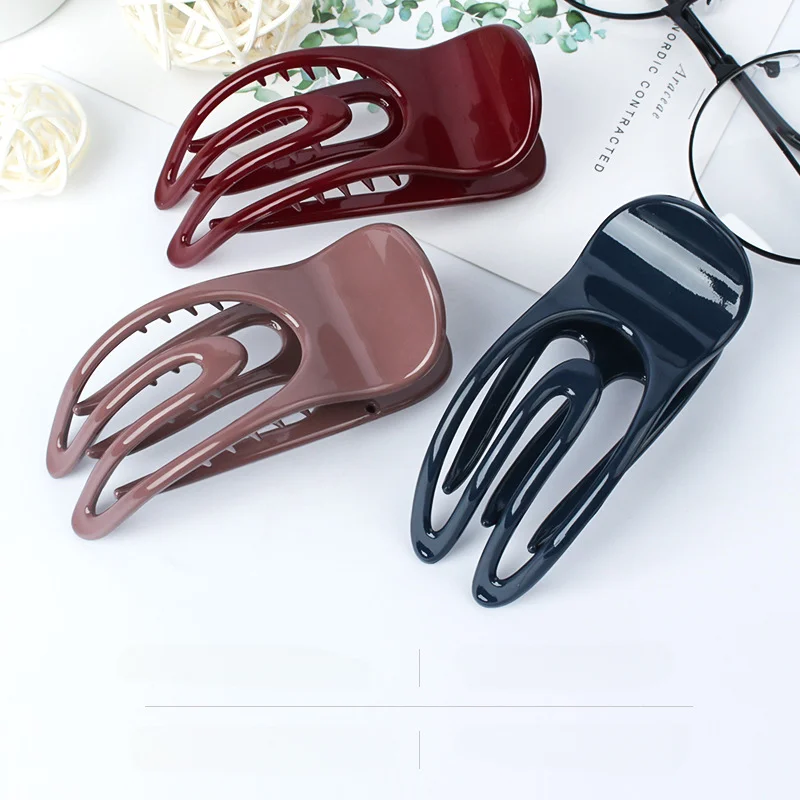 Korean Solid Color U Shaped Hair Claw Elegant Frosted Acrylic Hair Clips Hairpins Barrette Headwear Women Girls Hair Accessories