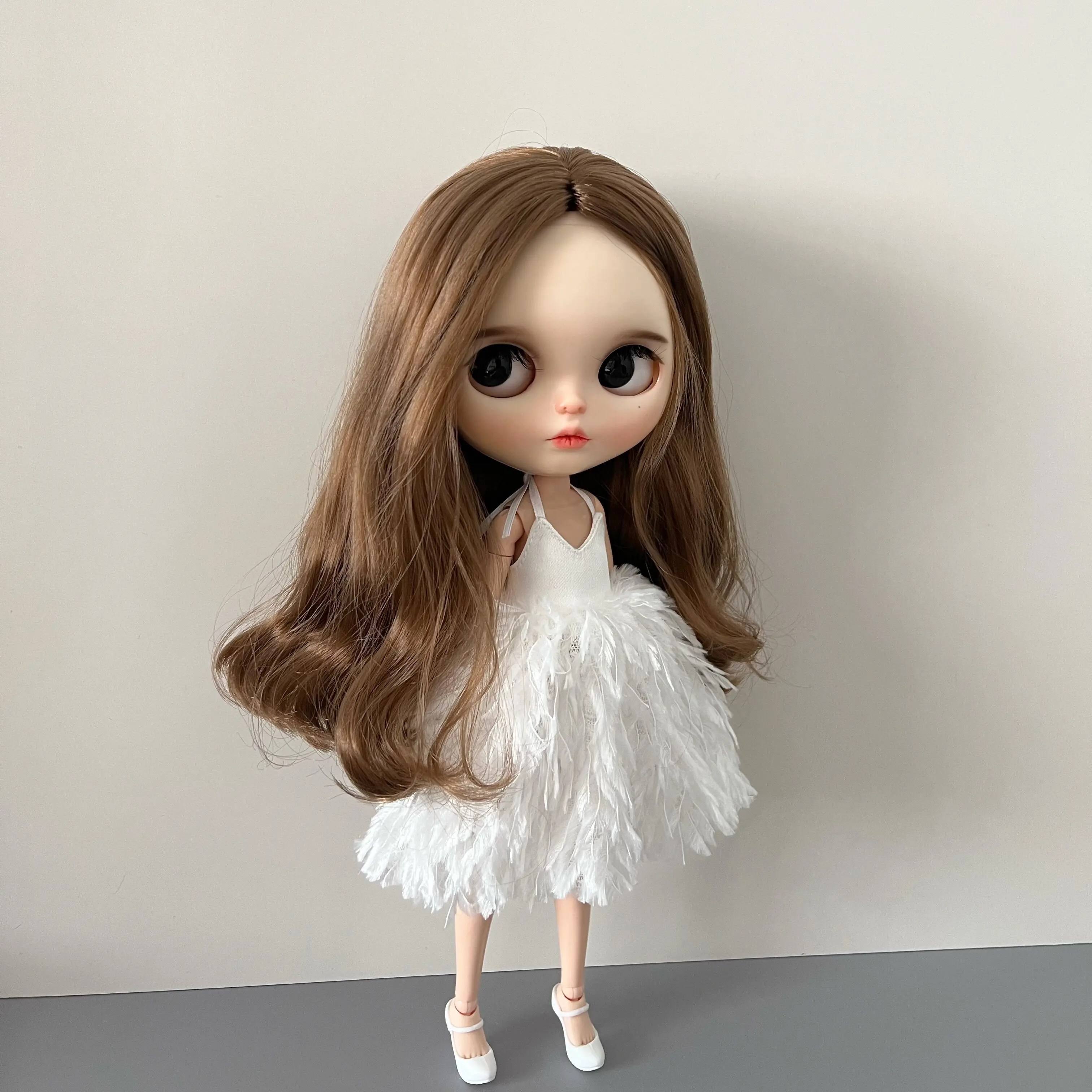 Blyth Doll Feather Skirt Doll Spaghetti Strap Dress For Zsiga Blythe Ob22 Ymy22 Doll