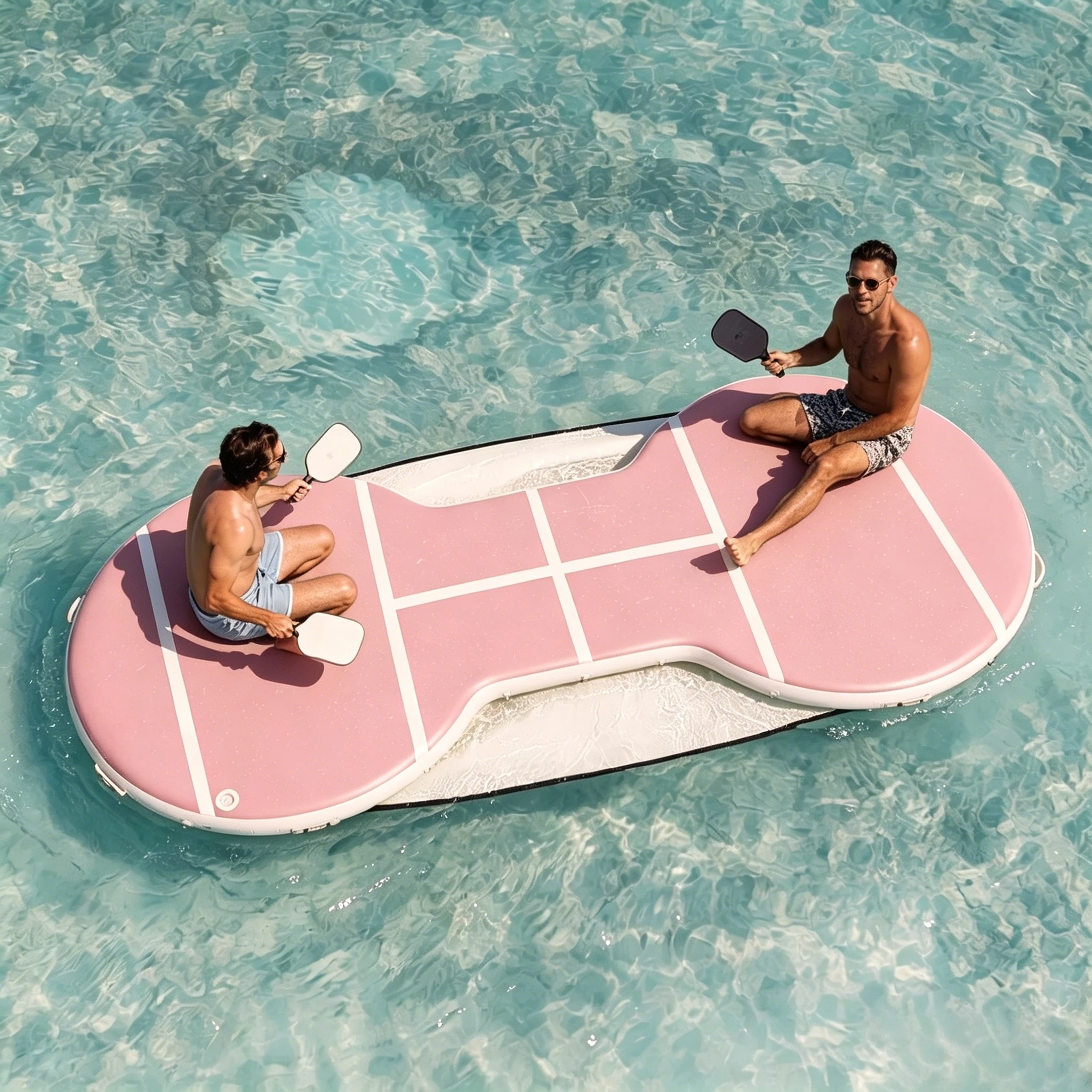 Seamless inflatable pickleball court - portable floating paddle tennis court for backyard, yacht, and pool use