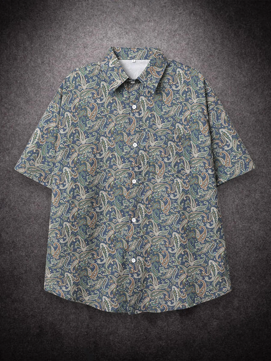 Übergroße lose Kurzarm Banda nna Paisley Print Hawaii Strand Sommer Männer Shirt Student Paare Mode lässig Herren bekleidung