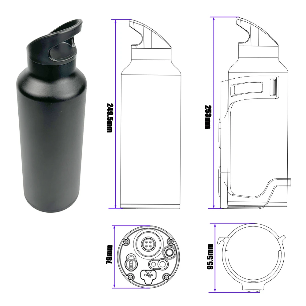 External Li-ion Battery Pack Raccoon Bottle Cup 36V 24V 5Ah 6Ah 7Ah for 250W City Bike