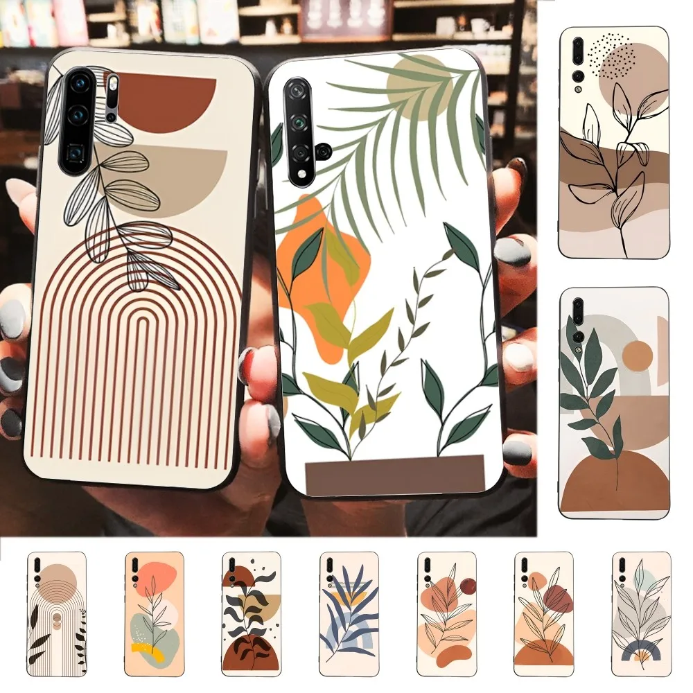 Geometric Plant Phone Case For Huawei P 8 9 10 20 30 40 50 Pro Lite Psmart Honor 10 lite 70 Mate 20lite