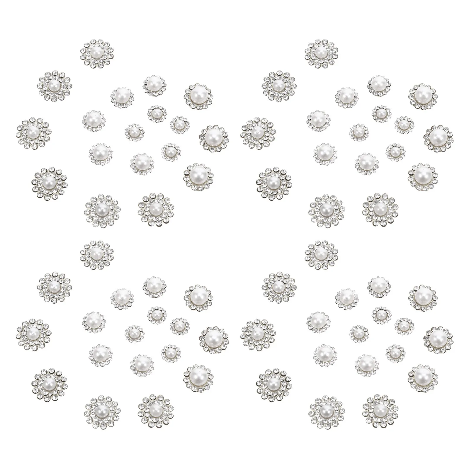 

100pcs Flower Pearl Rhinestone Buttons Mixed Size Decorative Sewing Craft Accessories For Diy Clothing Blazer Dress Hat Bag