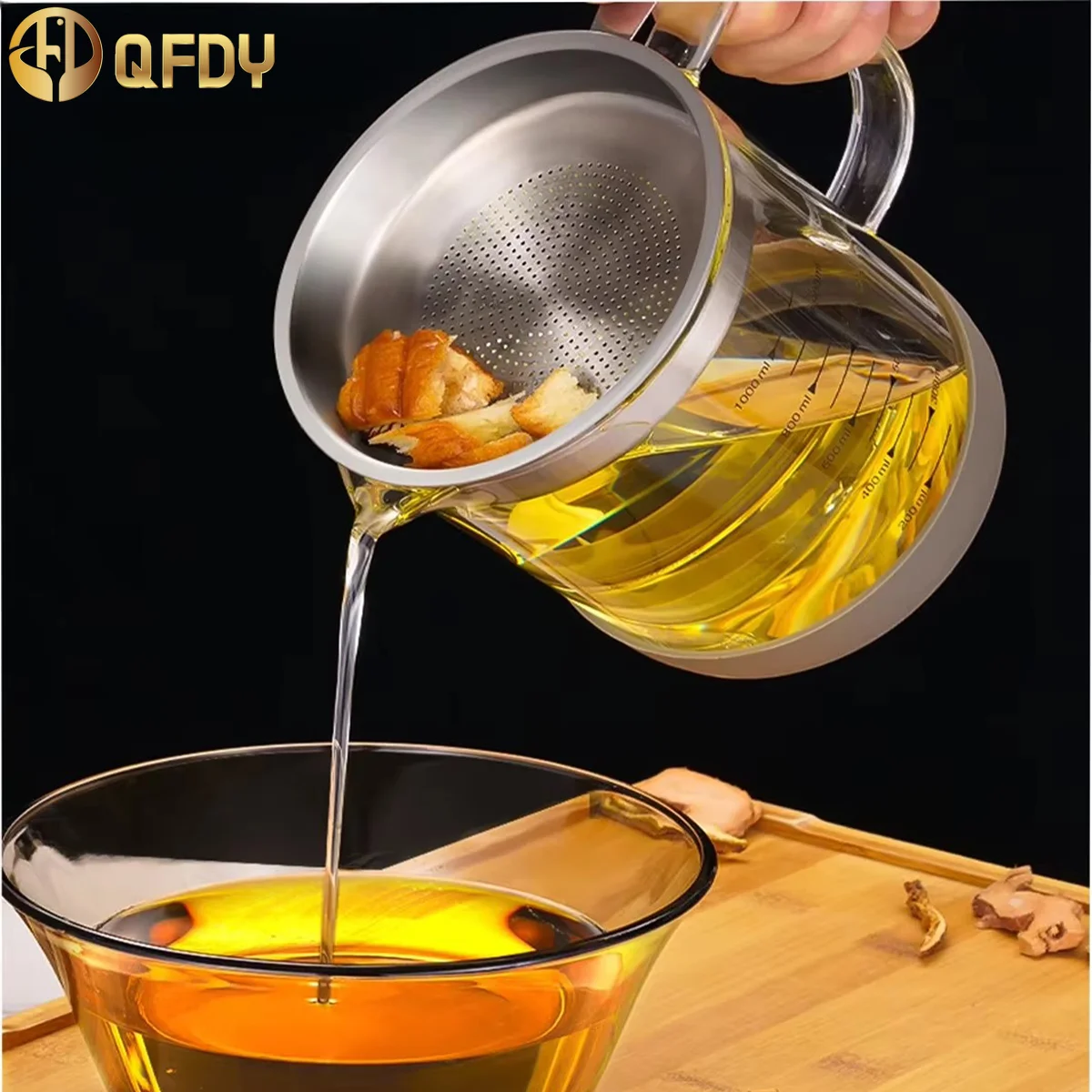 

Glass filter tank Container Oil separator Fine mesh filter Tank Kitchen Useful things 1000ml/1500ml