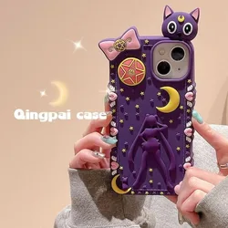 Cartoon anime Sailor Moon 3D phone case cute Apple new iPhone 15 promax/14/13/12 silicone soft case anti drop and anti slip