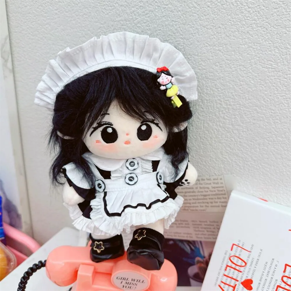 Maid Dress Cotton Doll Maid Skirt Headwear Princess Skirt 20cm Cotton Doll Clothes Dress Up Apron Idol Dolls Dress