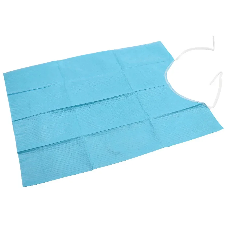 

100pcs Dental Disposable Bib Neckerchief Napkin Blue Paper Scarf Multilevel Hygiene Leak-proof Medical Towels Cleaning Tools