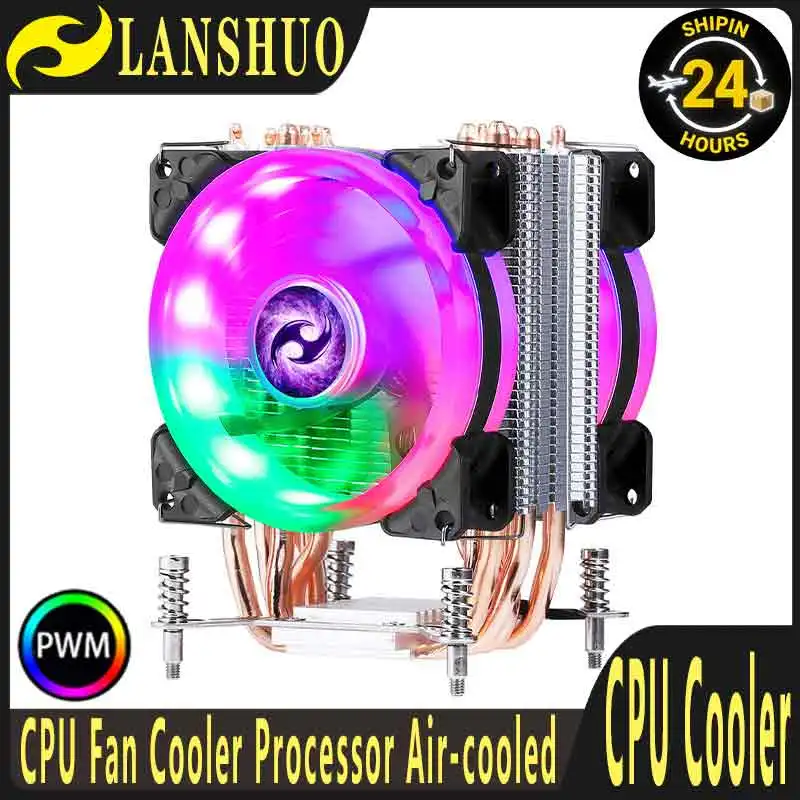 LANSHUO 90mm Cooler CPU Fan 2/4/6 Heat Pipe Tower Type Radiator Silent Processor Compatible LGA 1700 2011 X99 2066 X79 1200 115X