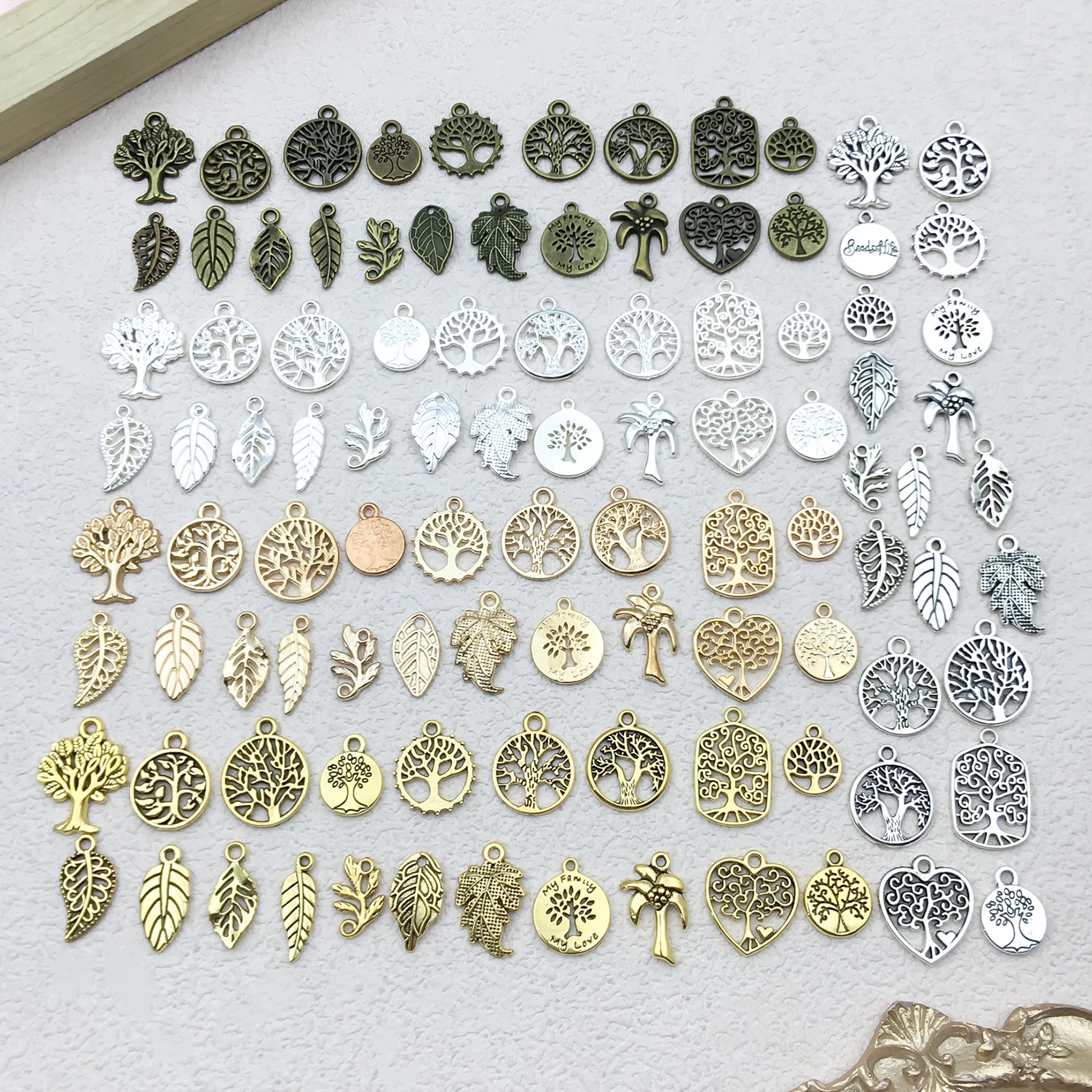 

Mixed 100 piece zinc alloy leaf set series, fashionable jewelry necklace making DIY craft Halloween Christmas accessories