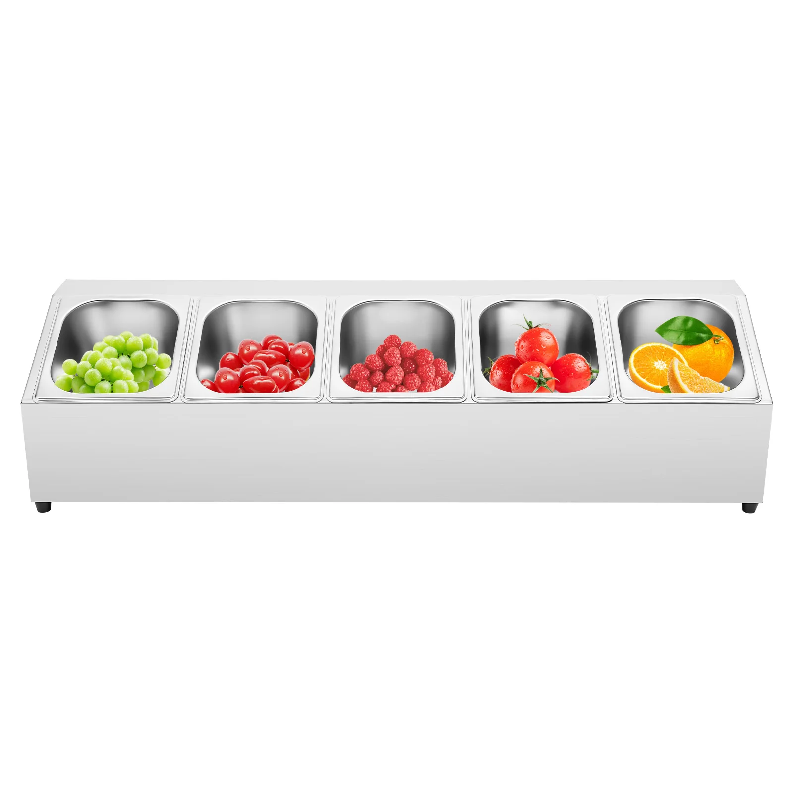 Boîte à assaisonnements en acier inoxydable 201 de haute qualité, support incliné de comptoir pour assaisonnements, sauces, confitures, fruits, 86*22.5*22cm, argenté