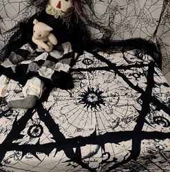 Cotton and linen wandering altar tablecloth Gothic bedroom art Northern Europe mysterious hanging cloth pentagram decoration